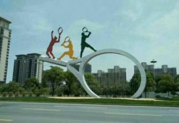 大型网球拍雕塑厂家 锻造小品 抽象不锈钢网球拍雕塑厂