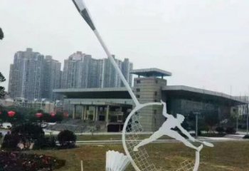 烤漆网球拍雕塑厂家 钢管体育小品 户外不锈钢网球拍雕塑厂