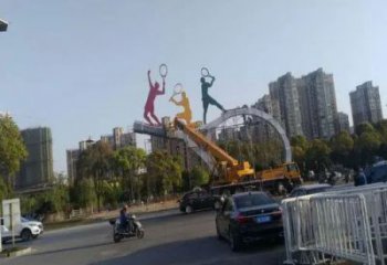 欧式乒乓球拍雕塑厂家 抽象摆件 体育场乒乓球拍雕塑厂