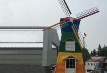 彩绘大风车雕塑厂家 抽象摆件 街头大风车雕塑厂