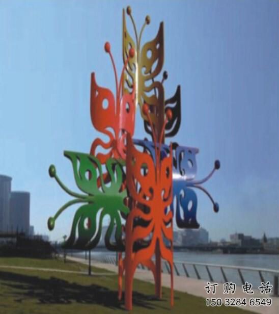 异形蝴蝶树雕塑厂家 现代镂空小品 几何不锈钢蝴蝶树雕塑厂