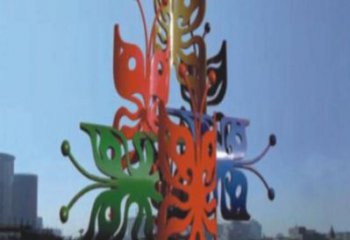 异形蝴蝶树雕塑厂家 现代镂空小品 几何不锈钢蝴蝶树雕塑厂