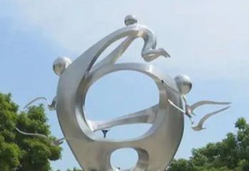 镜面一家人雕塑厂家 现代大型摆件 欧式不锈钢一家人雕塑厂