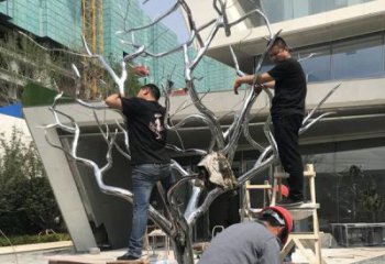 户外树枝雕塑厂家 喷漆小品 创意不锈钢树枝雕塑厂