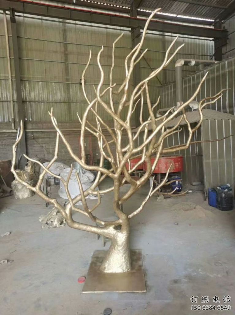 喷漆枯树枝雕塑厂家 中式村口小品 草地不锈钢枯树枝雕塑厂