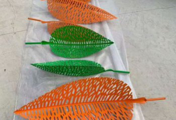 彩绘叶片雕塑厂家 公园烤漆摆件 街头不锈钢叶片雕塑厂