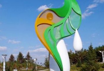 现代花叶雕塑厂家 大型别墅区摆件 烤漆不锈钢花叶雕塑厂