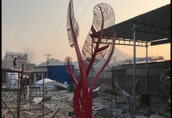 镂空芭蕉叶雕塑厂家 大型别墅区小品 户外不锈钢芭蕉叶雕塑厂
