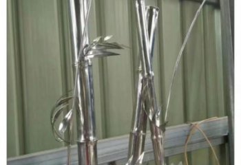 创意竹叶雕塑厂家 镜面小品 公园不锈钢竹叶雕塑厂
