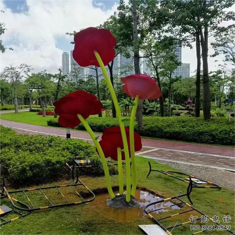 房地产玫瑰雕塑厂家 烤漆摆件 锻造不锈钢玫瑰雕塑厂