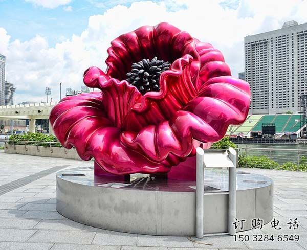 电镀玫瑰雕塑厂家 园林摆件 抽象不锈钢玫瑰雕塑价格