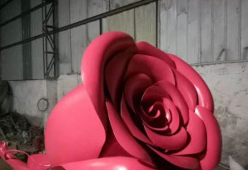 中式玫瑰花雕塑厂家 烤漆公园小品 现代不锈钢玫瑰花雕塑厂