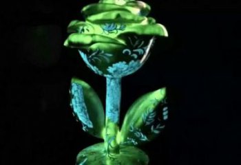 灯光玫瑰花雕塑厂家 发光小品 商业街不锈钢玫瑰花雕塑厂