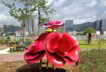 抽象玫瑰花雕塑厂家 烤漆小品 户外不锈钢玫瑰花雕塑工厂