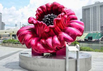 电镀玫瑰雕塑厂家 园林摆件 抽象不锈钢玫瑰雕塑价格