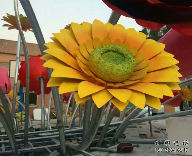 庭院太阳花雕塑厂家 草地小品 锻造不锈钢太阳花雕塑厂