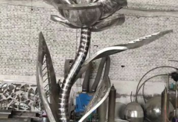 几何月季花雕塑厂家 镜面小品 现代不锈钢月季花雕塑厂