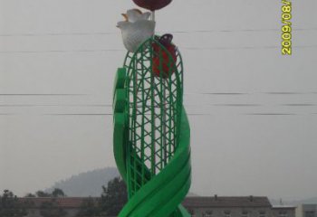 庭院月季雕塑厂家 草地小品 锻造不锈钢月季雕塑厂