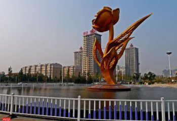 房地产月季雕塑厂家 烤漆摆件 锻造不锈钢月季雕塑厂