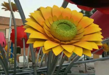 庭院太阳花雕塑厂家 草地小品 锻造不锈钢太阳花雕塑厂