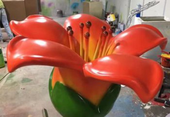 喷漆花卉雕塑厂家 中式村口小品 草地不锈钢花卉雕塑厂