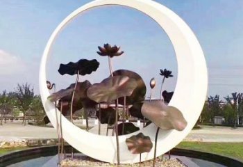 异形荷叶雕塑厂家 现代公园小品 仿古不锈钢荷叶雕塑厂