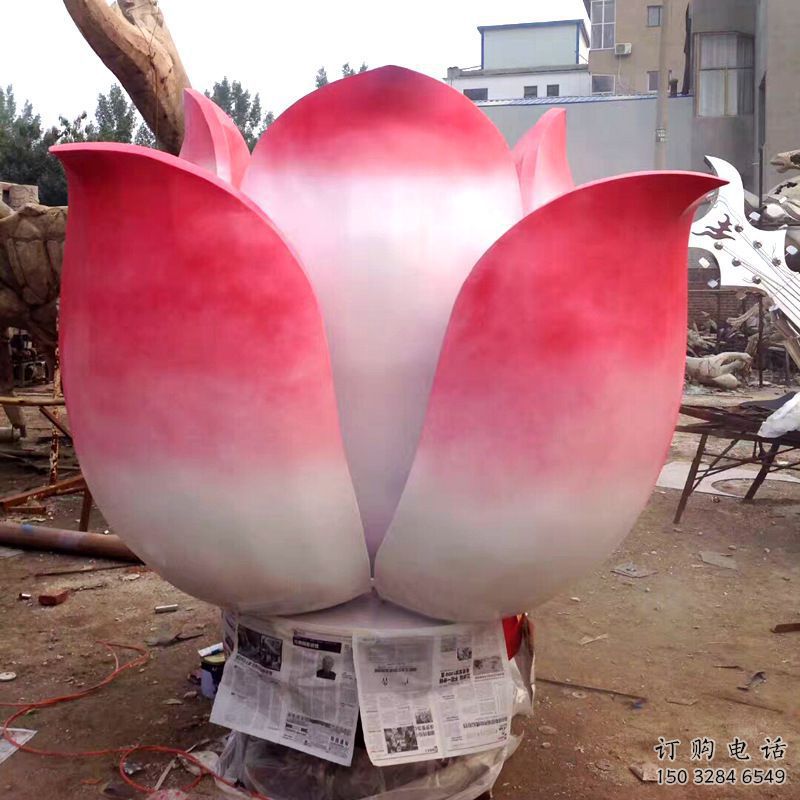 仿真莲花雕塑厂家 现代摆件 彩绘不锈钢莲花雕塑厂