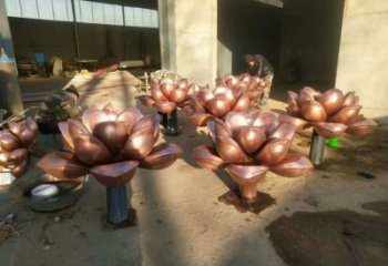 现代水莲雕塑厂家 大型别墅区摆件 抽象不锈钢水莲雕塑工厂