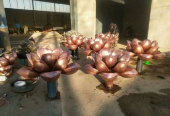 庭院水莲雕塑厂家 草地小品 锻造不锈钢水莲雕塑厂