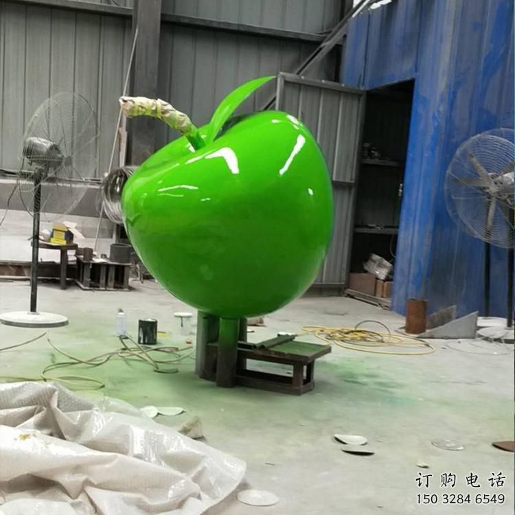 彩绘苹果雕塑厂家 仿真摆件 街头不锈钢苹果雕塑厂