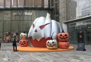 街头南瓜雕塑厂家 大型别墅区摆件 户外不锈钢南瓜雕塑价格