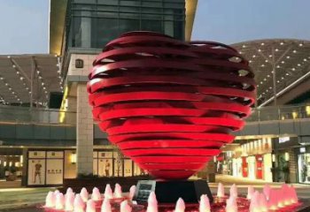 拉丝心形雕塑厂家 镂空创意摆件 别墅区不锈钢心形雕塑厂