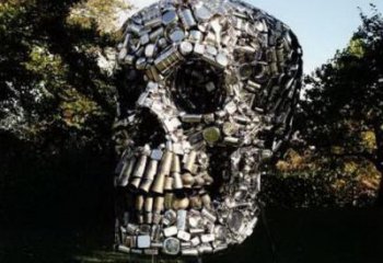 街头骷髅雕塑厂家 大型别墅区摆件 抽象不锈钢骷髅雕塑厂
