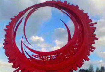 抽象花环雕塑厂家 烤漆公园小品  户外不锈钢花环雕塑厂