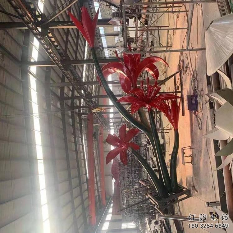 大型石榴花雕塑厂家 锻造小品 烤漆不锈钢石榴花雕塑厂