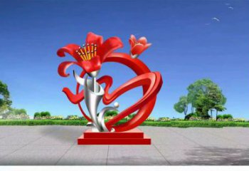 烤漆石榴花雕塑厂家 创意小品 户外不锈钢石榴花雕塑厂