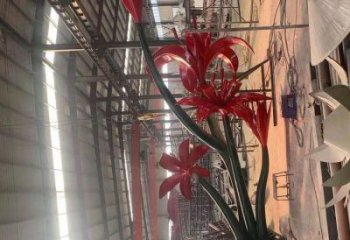 大型石榴花雕塑厂家 锻造小品 烤漆不锈钢石榴花雕塑厂