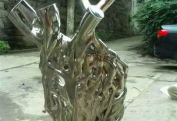 几何树墩雕塑厂家 欧式小品 大型不锈钢树墩雕塑报价