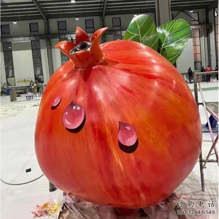 现代石榴花雕塑厂家 大型别墅区摆件 烤漆不锈钢石榴花雕塑厂