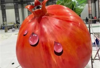 现代石榴花雕塑厂家 大型别墅区摆件 烤漆不锈钢石榴花雕塑厂