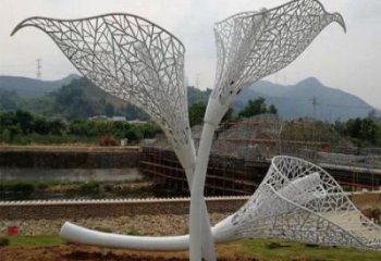 镂空喇叭花雕塑厂家 园林小品 大型不锈钢喇叭花雕塑厂