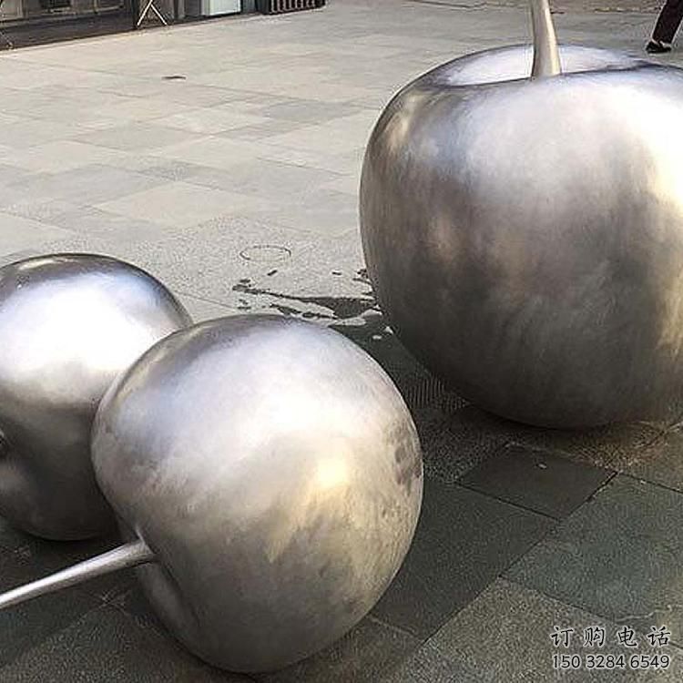 大型商场樱桃雕塑厂家 仿真摆件 镜面不锈钢樱桃雕塑厂