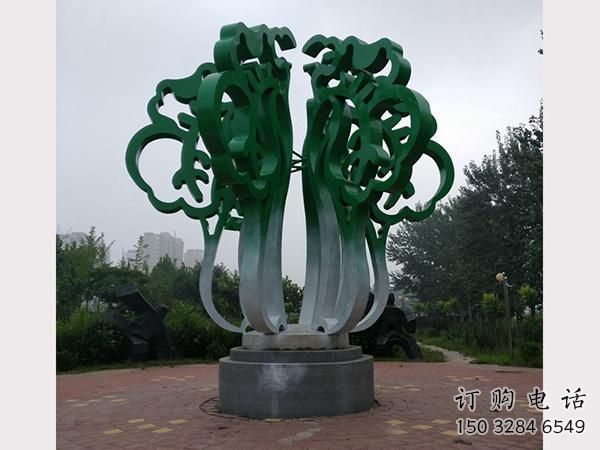 镂空白菜雕塑厂家 园林小品 现代不锈钢白菜雕塑厂