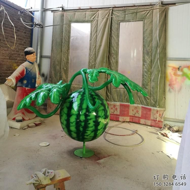 仿真西瓜雕塑厂家 现代摆件 大型不锈钢西瓜雕塑厂
