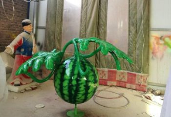 仿真西瓜雕塑厂家 现代摆件 大型不锈钢西瓜雕塑厂