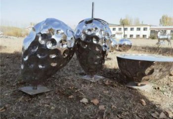 镜面草莓雕塑厂家 大型摆件 户外不锈钢草莓雕塑厂