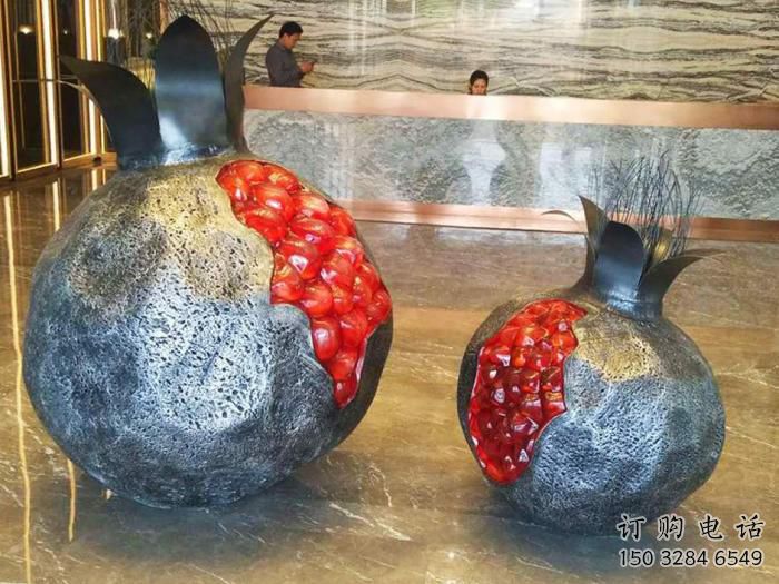 中式石榴雕塑厂家 户外小品 现代不锈钢石榴雕塑厂