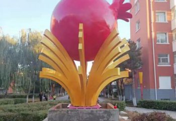 大型石榴雕塑厂家 创意小品 户外不锈钢石榴雕塑定做