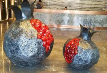 中式石榴雕塑厂家 户外小品 现代不锈钢石榴雕塑厂