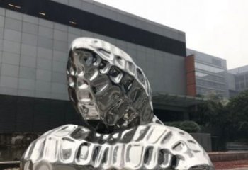 镜面花生雕塑厂家 大型摆件 现代不锈钢花生雕塑厂